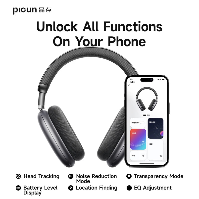 Picun Wireless Headphones With Active Noise Cancellation And Bluetooth Audio