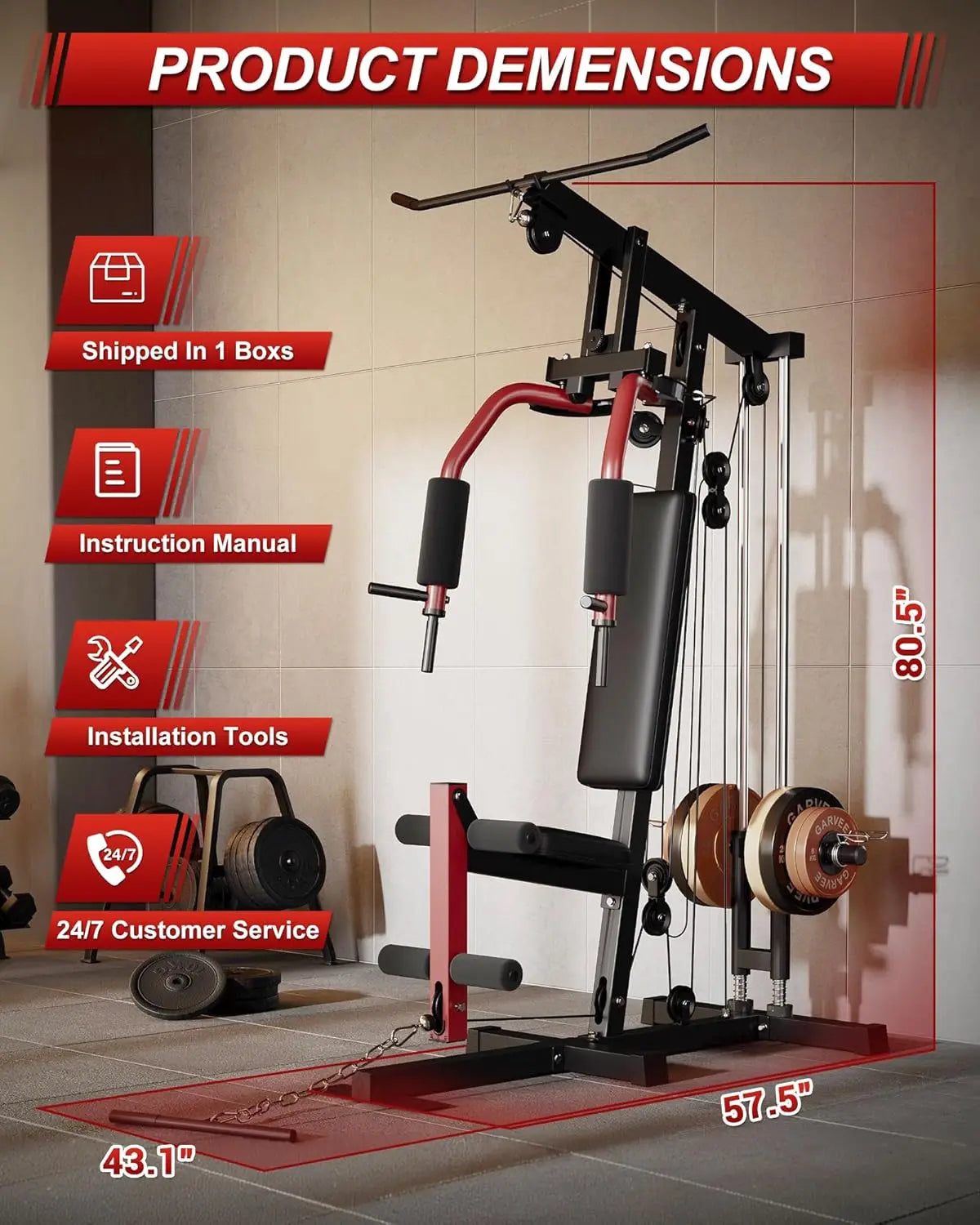HiMISS Home Gym Machine With Chest Press Lat Pulldown