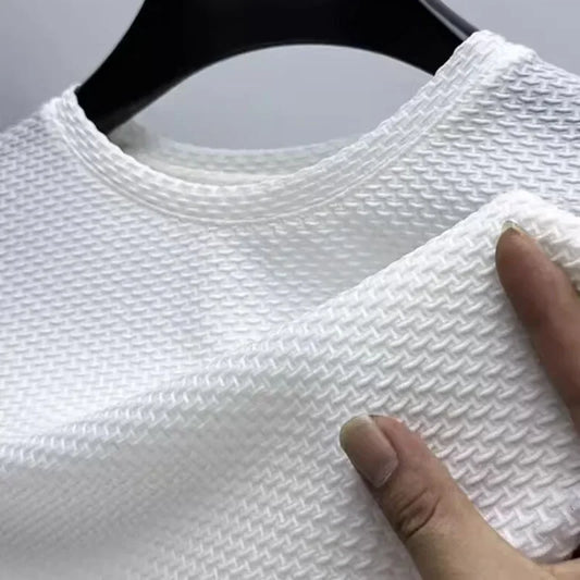 Men's Round Neck Short Sleeve T-Shirt Breathable Wrinkle Resistant Top