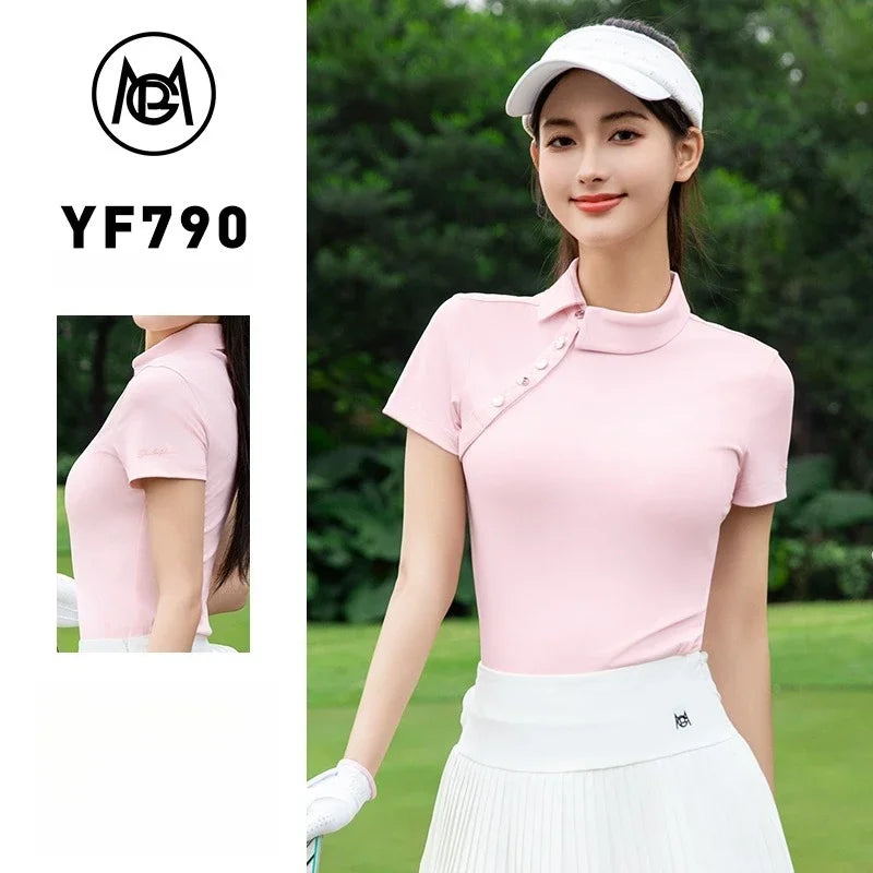 PGM Women Golf Short Sleeve T Shirt YF790 Polo Top For Outdoor Sports