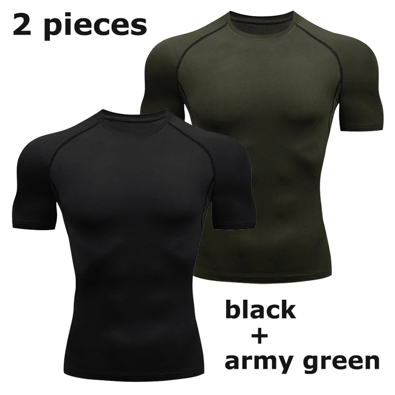 Men's Compression Shirt Short Sleeve Gym Top for Workout Fitness