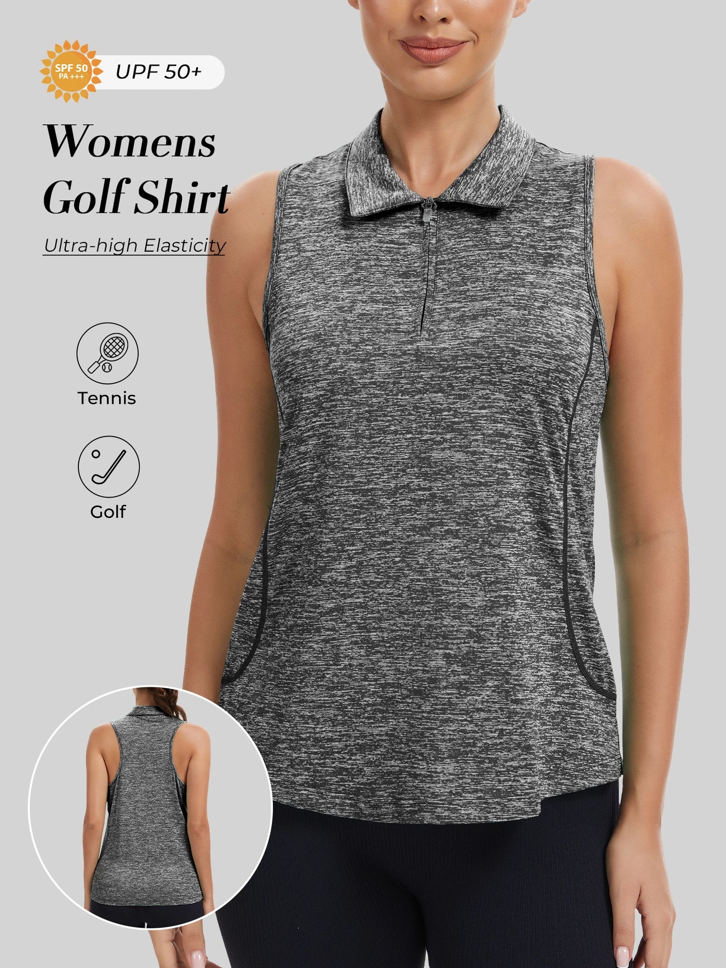 Women's Sleeveless Golf Polo Shirt With Moisture-Wicking Fabric