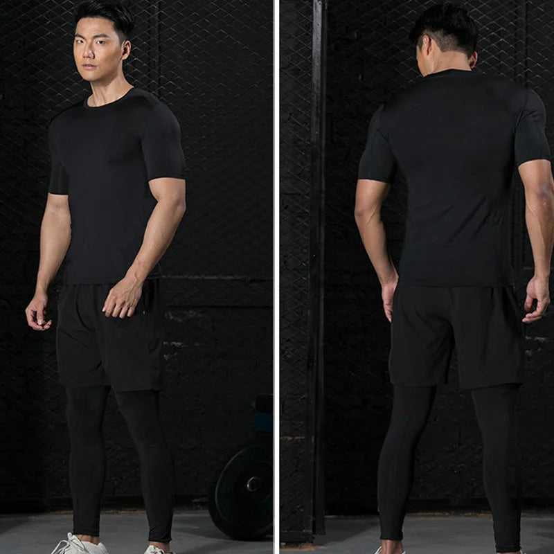 Men's Compression Shirt Short Sleeve Gym Top for Workout Fitness