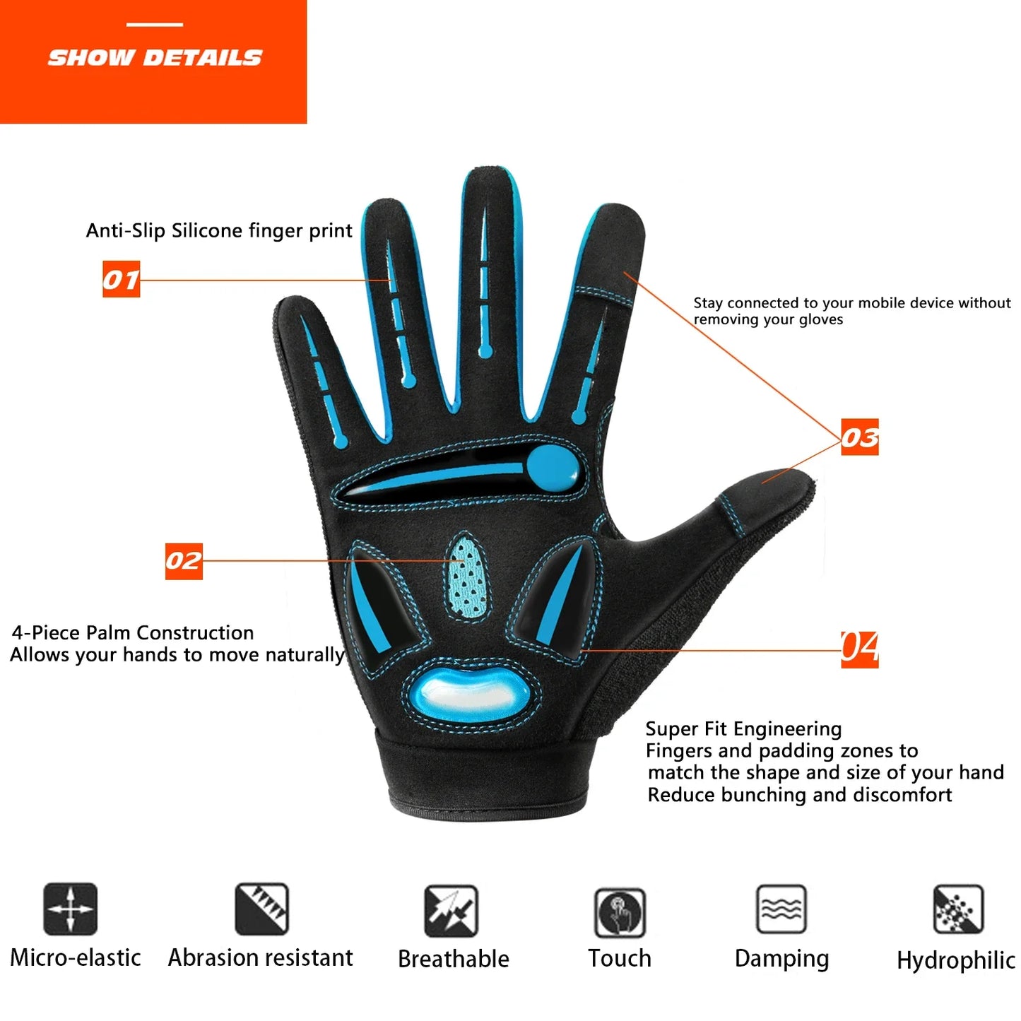 Moreok Racing Gloves Motocross Breathable Non Slip Cycling Touch Screen