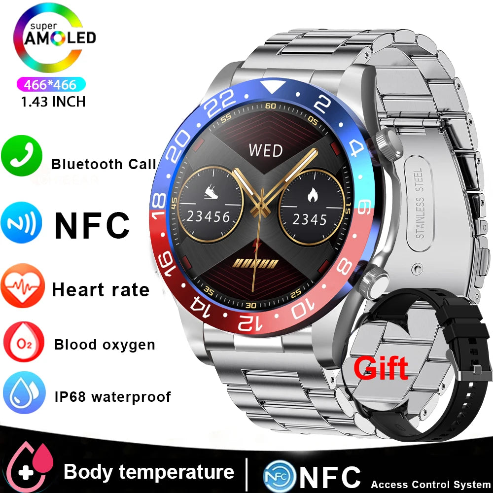 Smart Watch Men AMOLED Bluetooth Fitness Tracker With Heart Rate