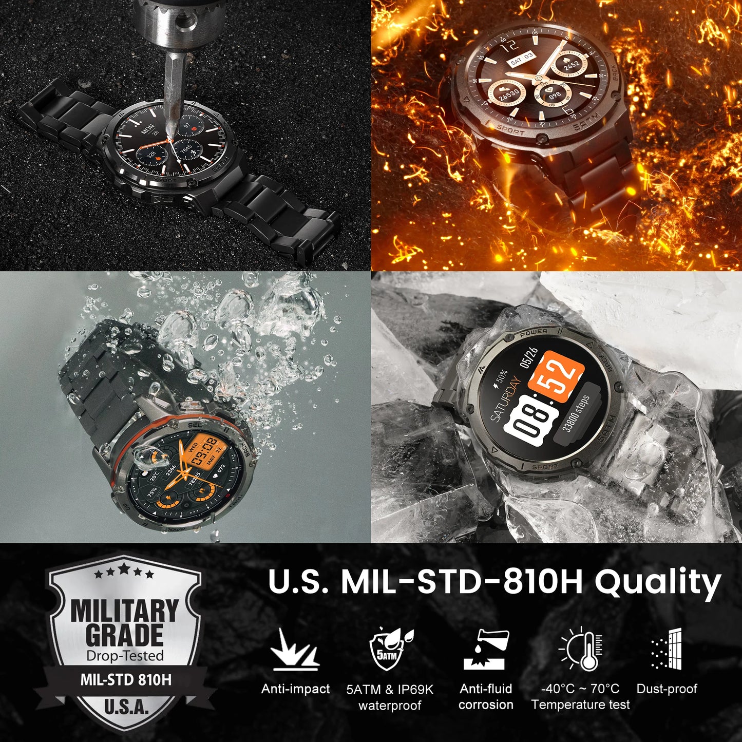 Ticwris T3E GPS Smartwatch For Men Waterproof 5ATM IP69K