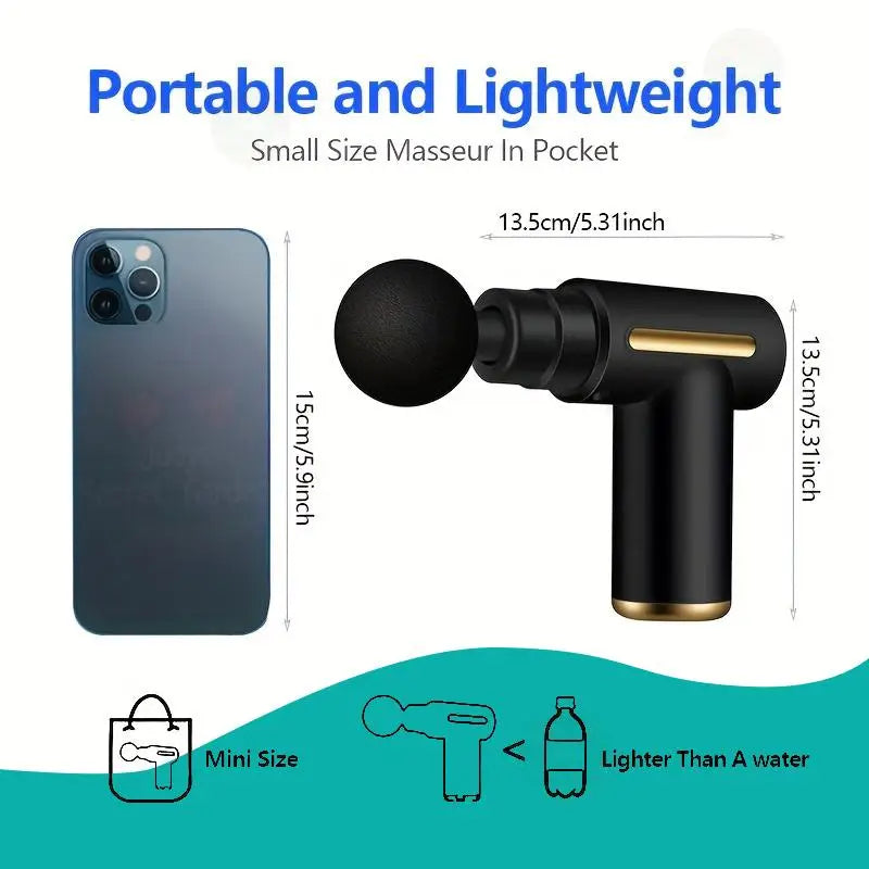 Mini Portable Fascia Gun Percussion Massager USB Charging 6 Levels