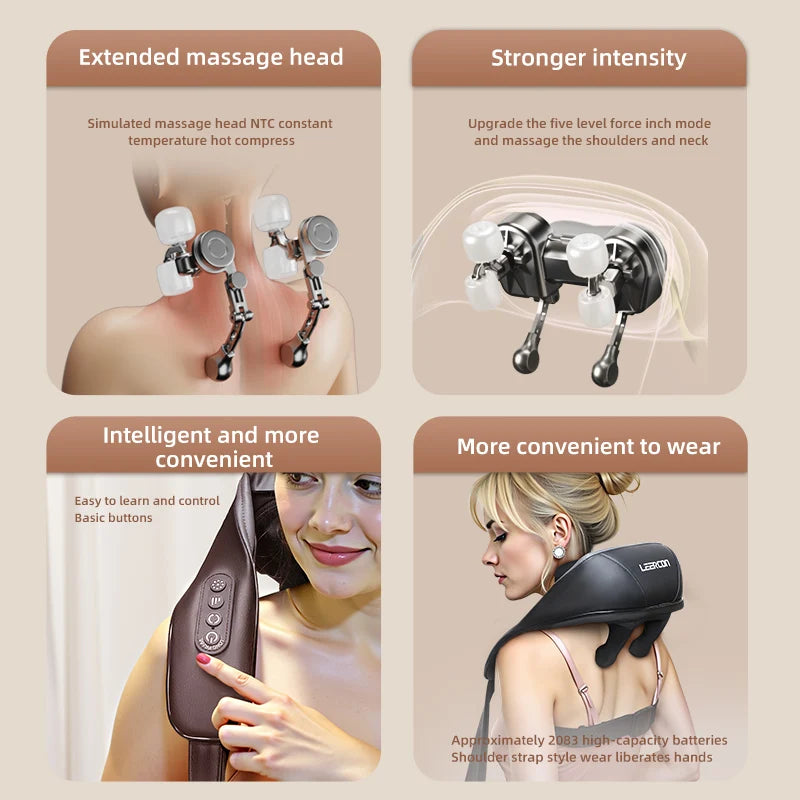 LEERCON 4D Shiatsu Massager With Heat For Neck And Shoulders In-Car Use