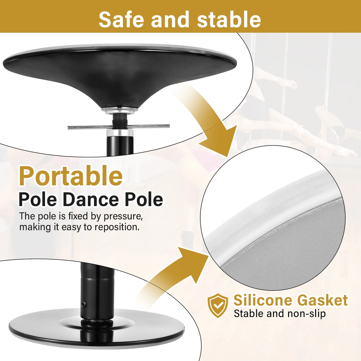 Portable Static Dance Pole For Home And Gym Training