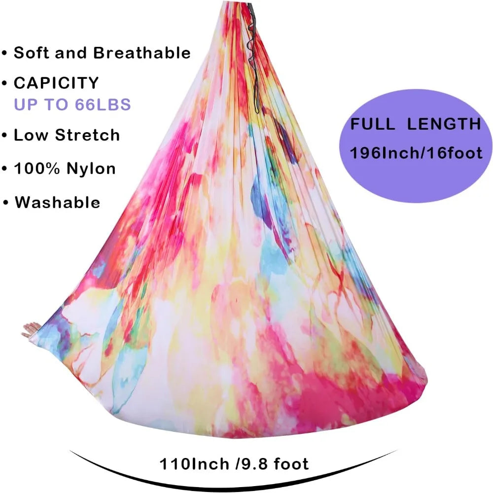 F.Life Aerial Yoga Hammock Kit With Carabiner And Support Rope