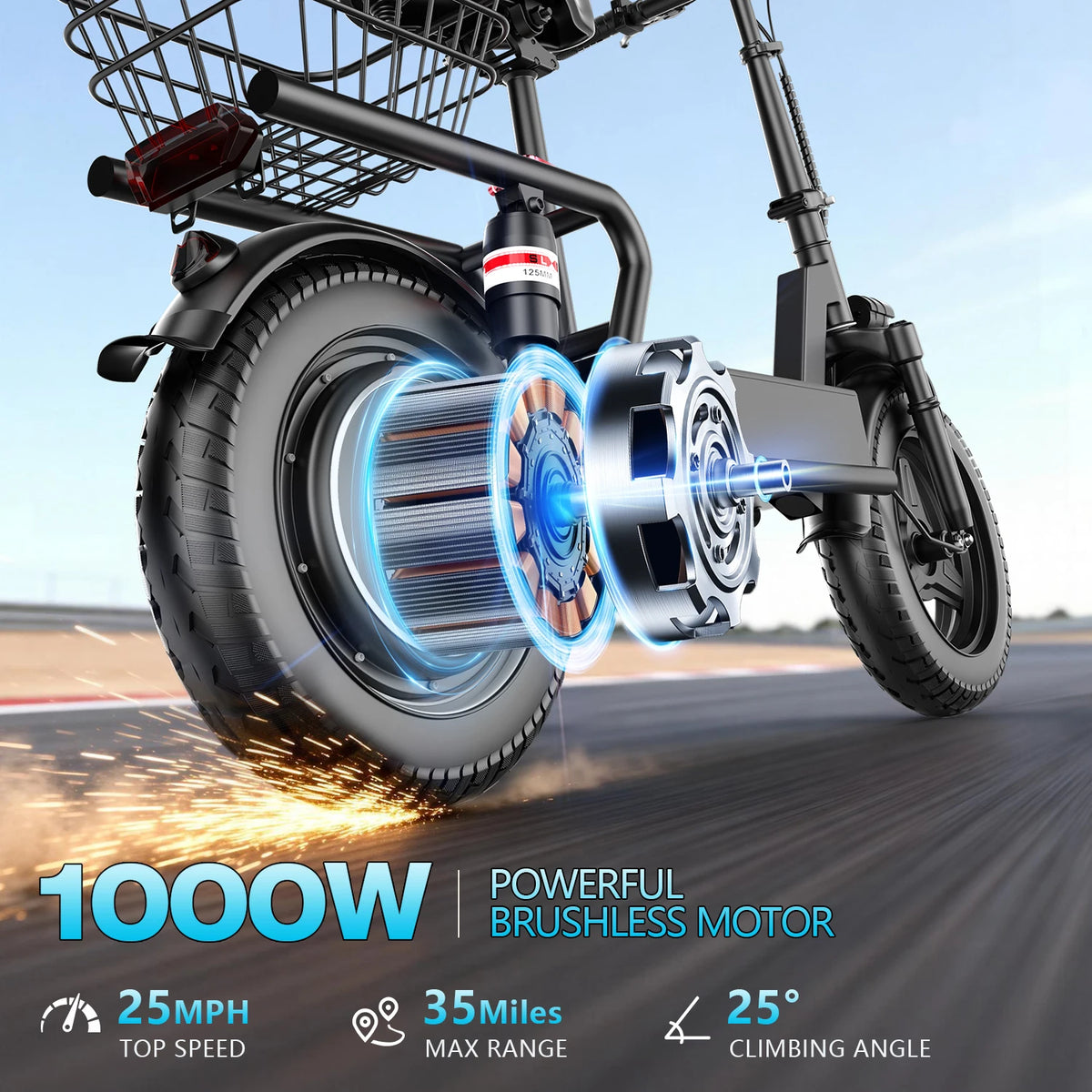 ASKGO Foldable Electric Scooter With Seat, 1000W Motor And Basket