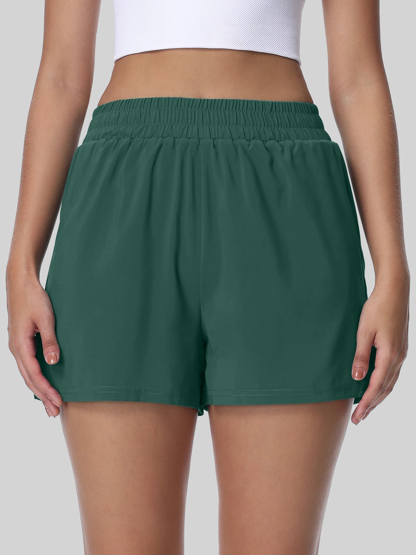 Women's Split Sports Shorts With Liner Breathable For Running