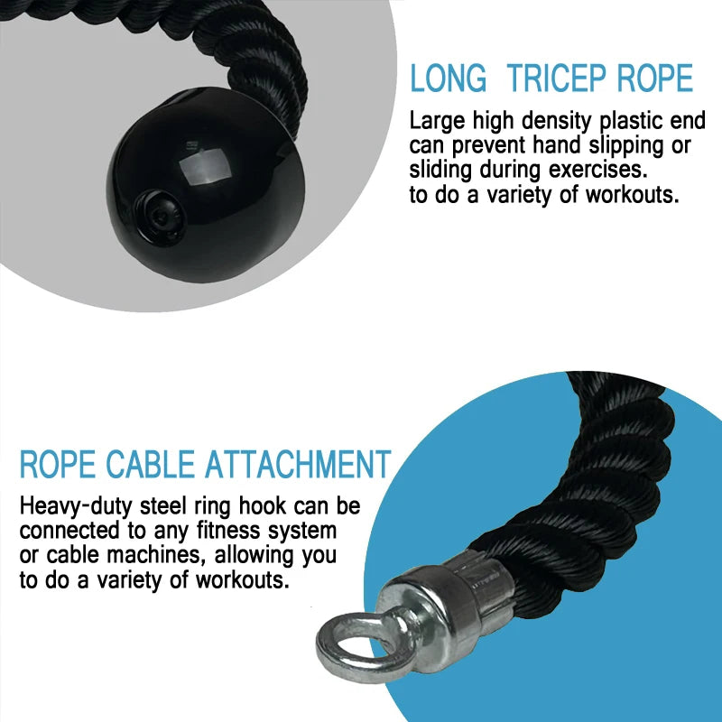 Multi Grip Tricep Rope Attachment for Cable Machine Strength Training