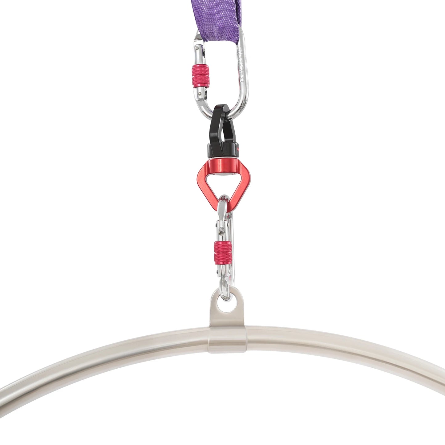 Complete Aerial Hoop Set With Swivel Connector 3 Pcs Screw Carabiners Round Load Strap, Single Point Design