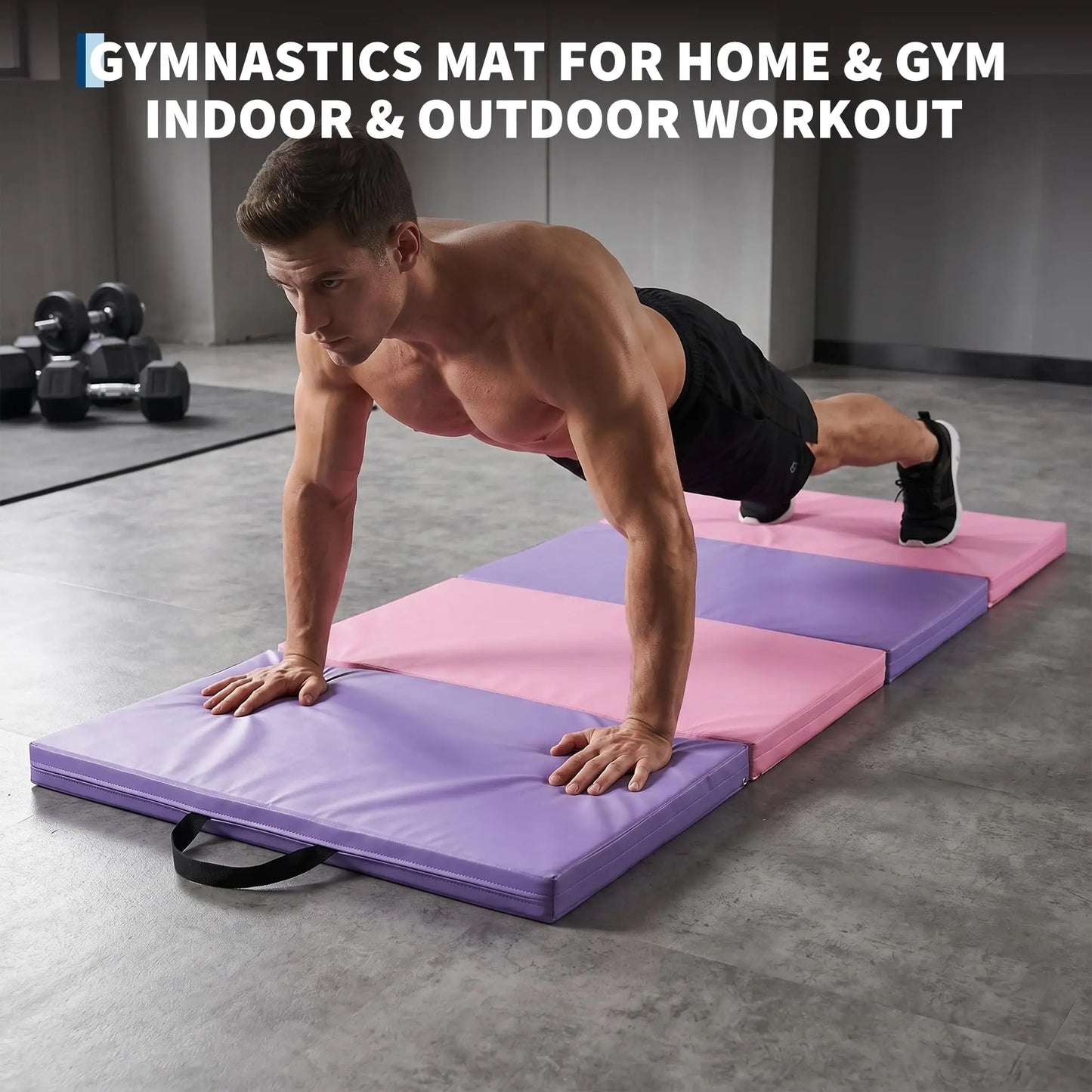 HiMISS 4-Fold Gymnastics Mat For Home Gym Yoga And Pilates