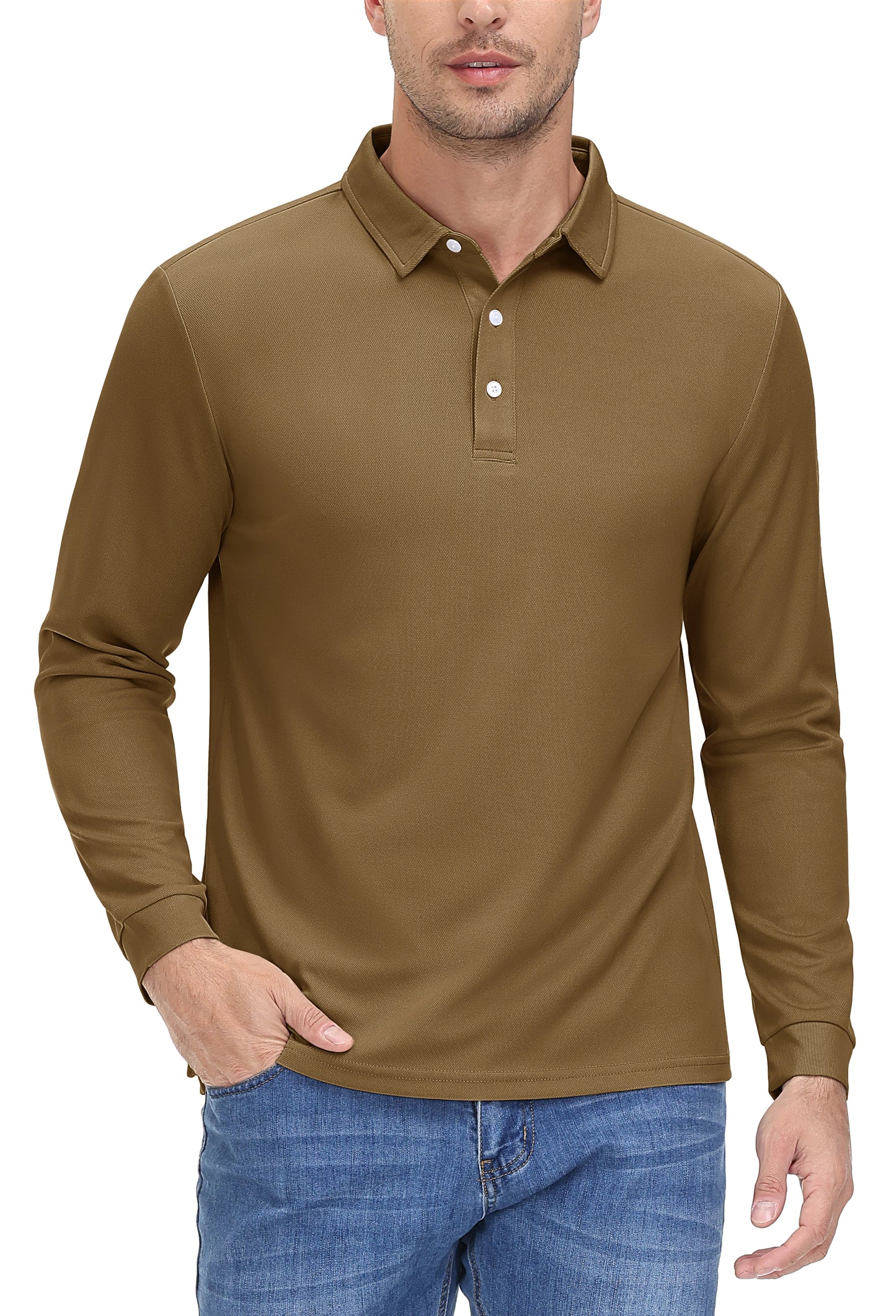 Men's Quick Dry Golf Polo Shirt Breathable Long Sleeve
