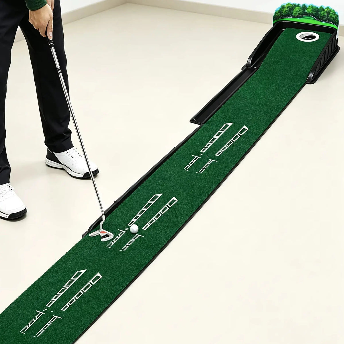 Portable Golf Practice Mat With Automatic Ball Return System