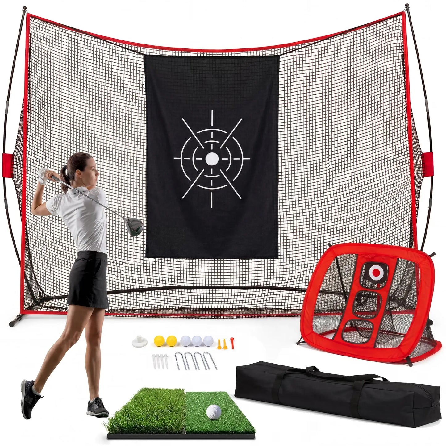HiMISS Durable Golf Practice Net With Chipping Goal Kit