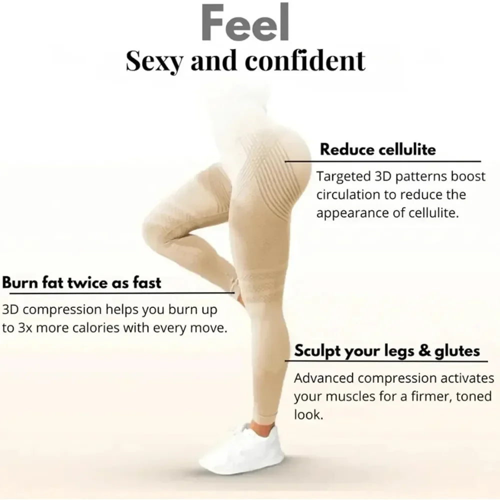 Slimove Cellulite 3D Leggings High Waisted Butt Lifting Tummy Control