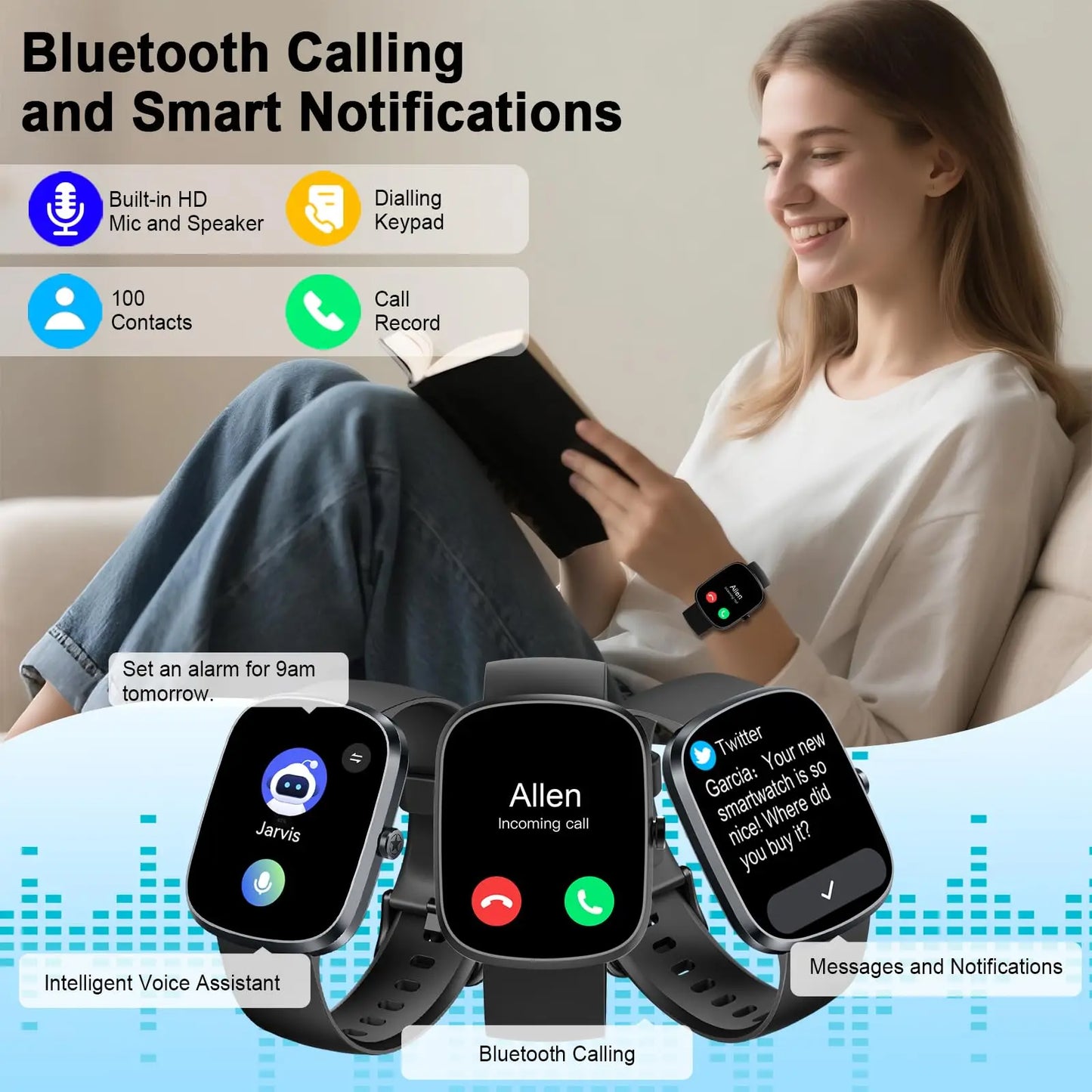 Nerunsa AI Smart Watch With Heart Rate SpO2 Sleep Tracking And Bluetooth 5.3