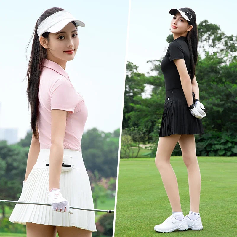 PGM Women Golf Short Sleeve T Shirt YF790 Polo Top For Outdoor Sports