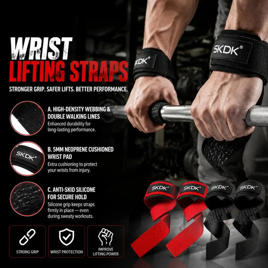 Heavy Duty Weightlifting Wrist Straps with Cushioned Grip for Deadlifts