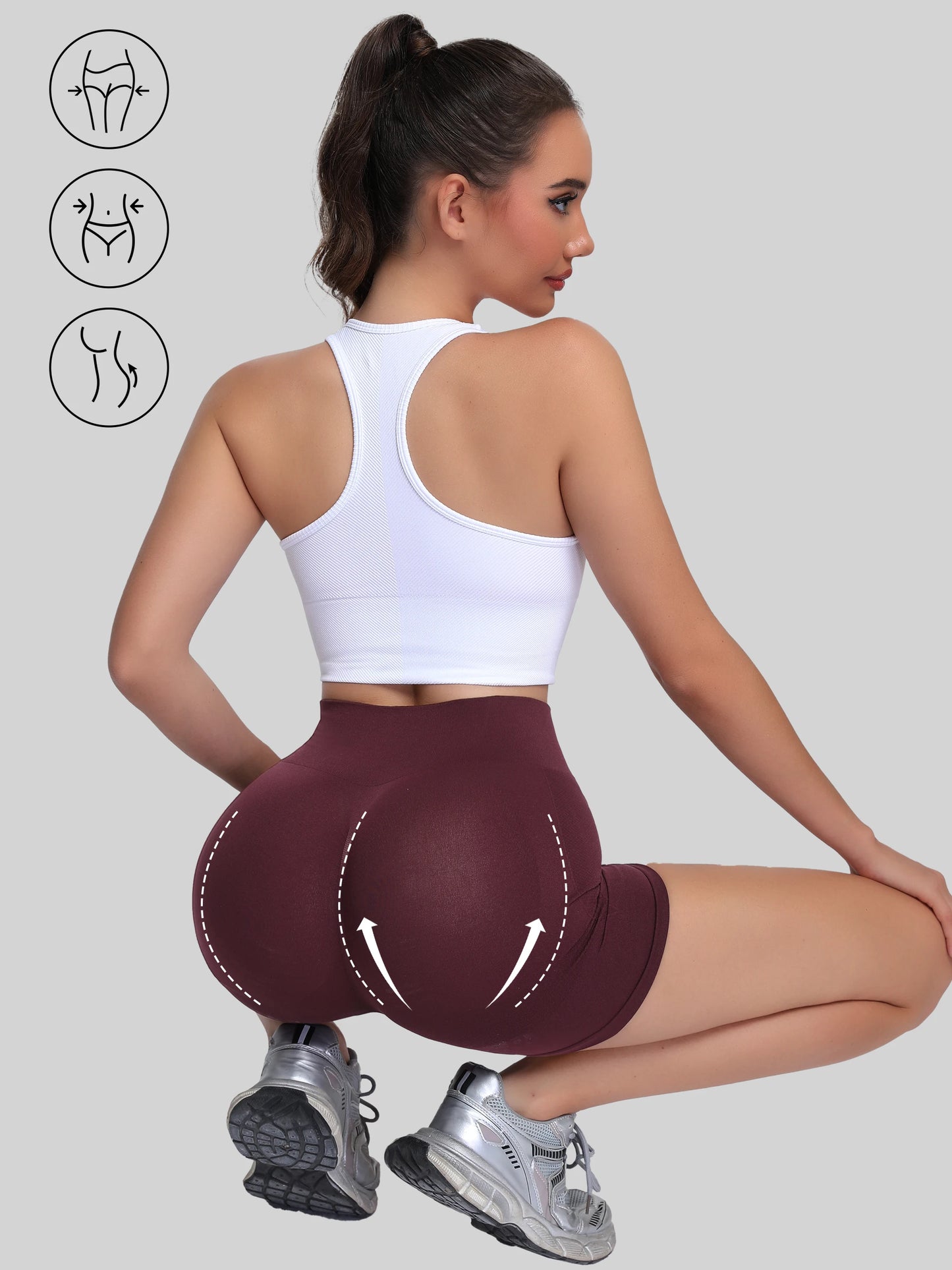 High-Waisted Ladies' Sports Shorts for Yoga and Running Workouts