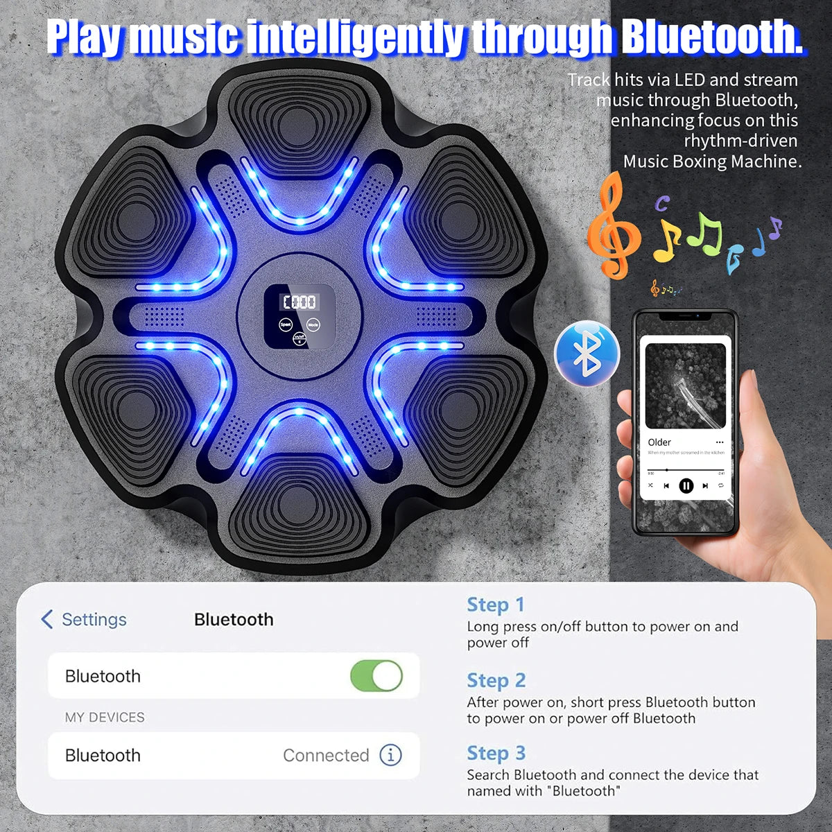 Music Boxing Machine With Smart Bluetooth Training Gloves For Home