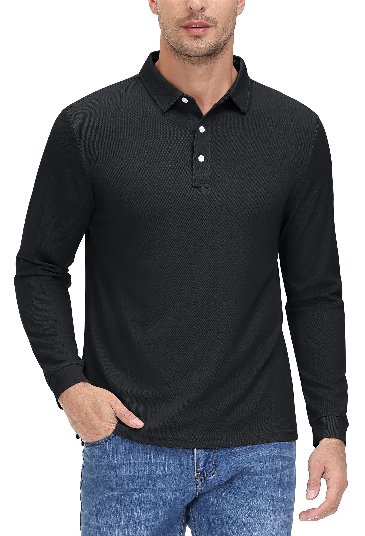 Men's Quick Dry Golf Polo Shirt Breathable Long Sleeve