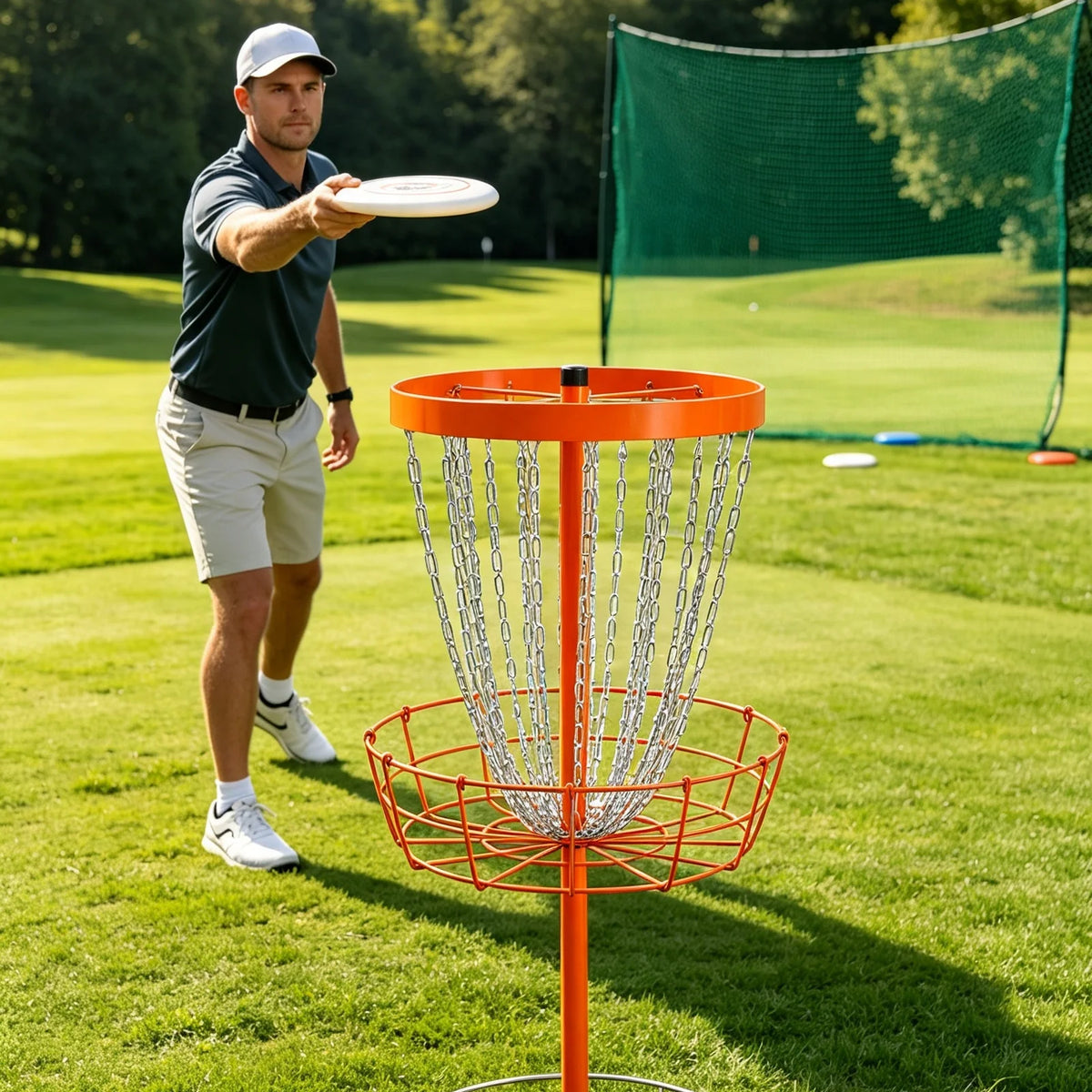 Portable Disc Golf Target With Safety Chain For Outdoor Practice