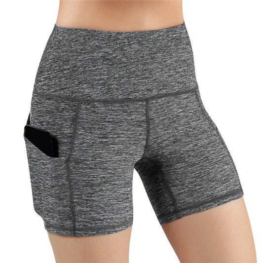 Women High Waist Yoga Shorts Phone Pocket Seamless