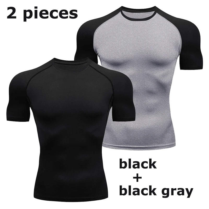 Men's Compression Shirt Short Sleeve Gym Top for Workout Fitness