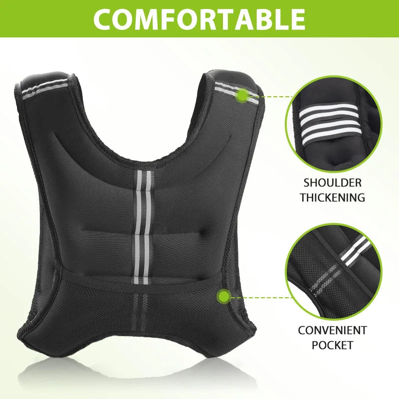 Weighted Vest With Iron Pellets And Reflective Stripe For Training And Running