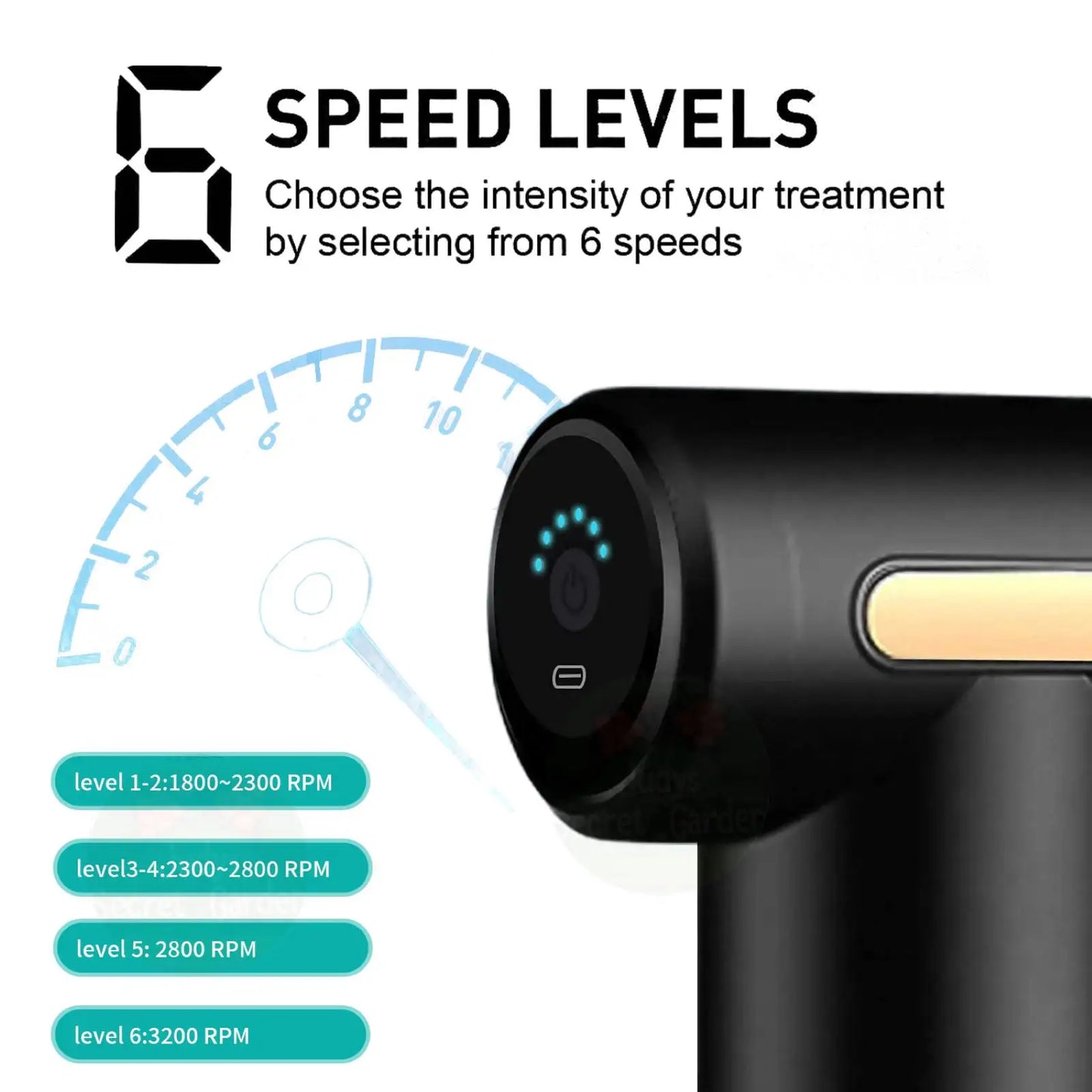 Mini Portable Fascia Gun Percussion Massager USB Charging 6 Levels