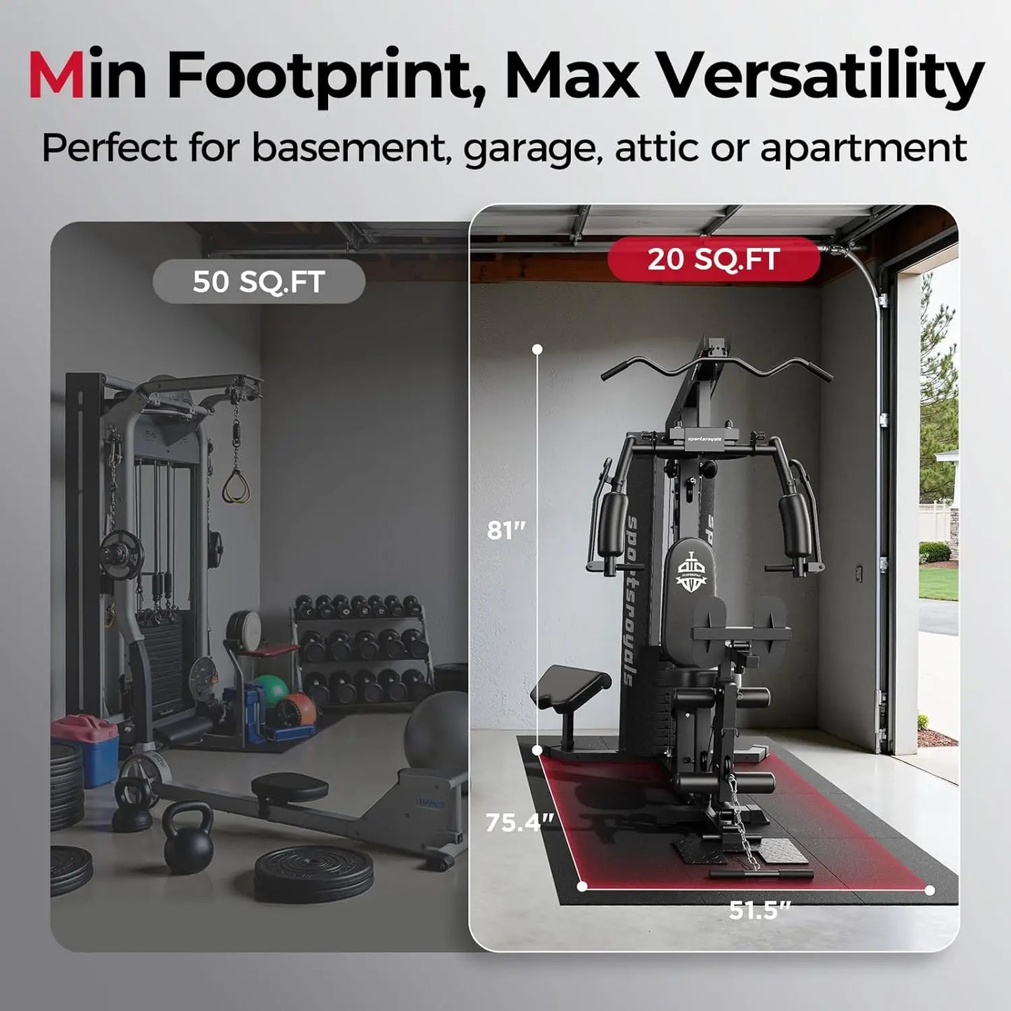 FED Fitness Home Gym With 150 Lb Weight Stack And Pulley System