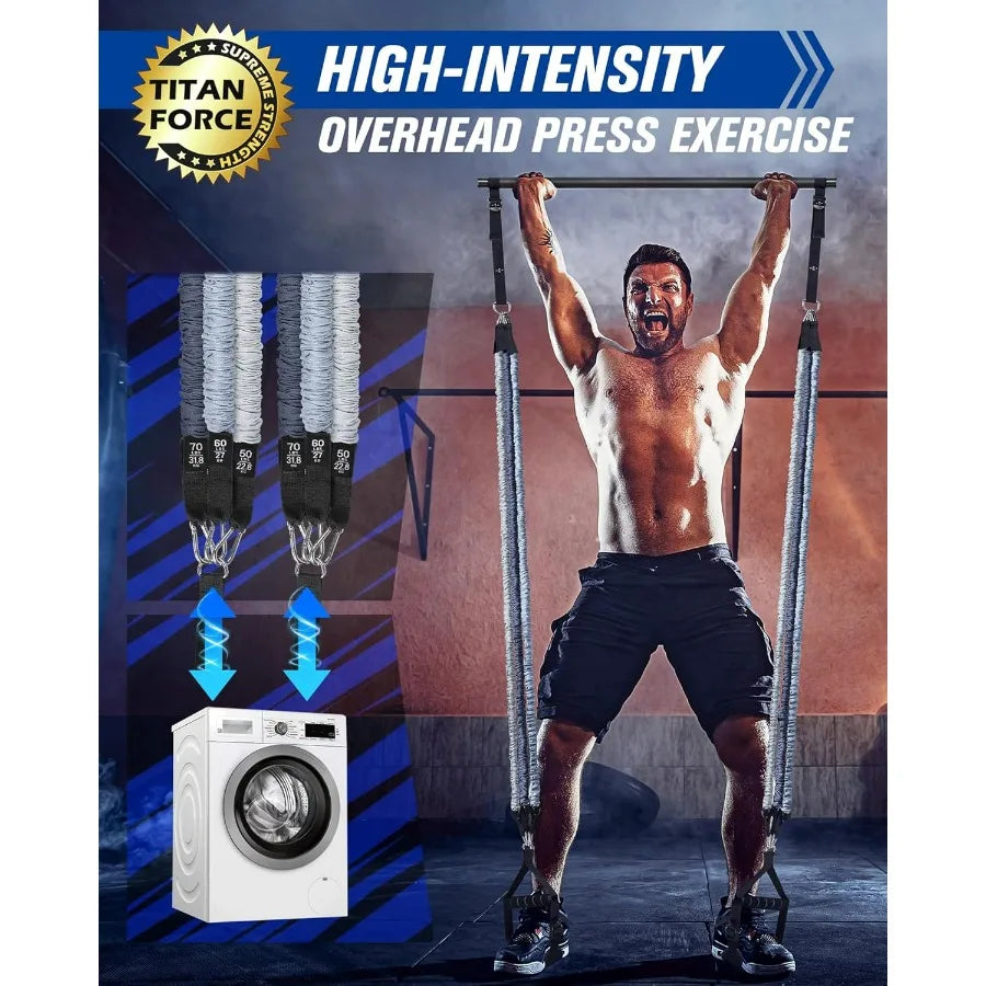 Pilates Bar Kit With Resistance Bands Natural Latex Heavy Duty Stainless Steel