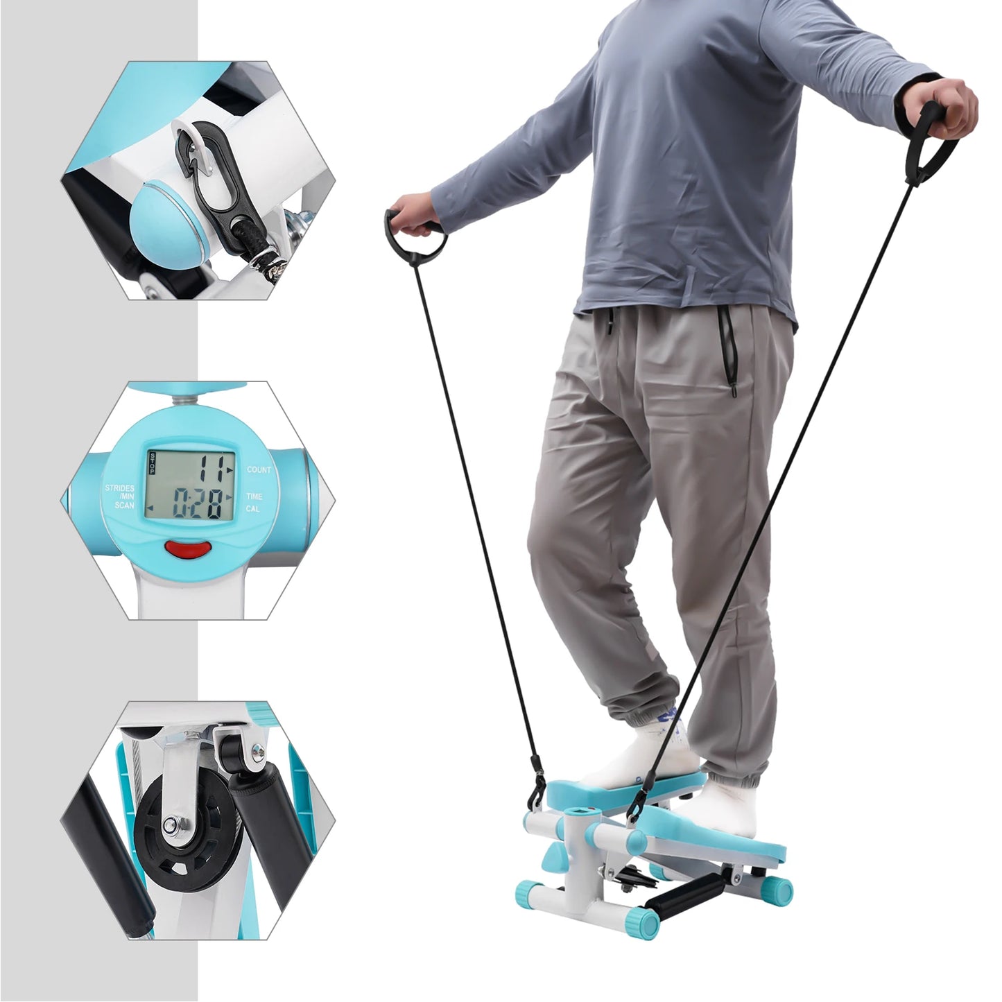 Compact Hydraulic Stepper With Resistance Bands For Home Use
