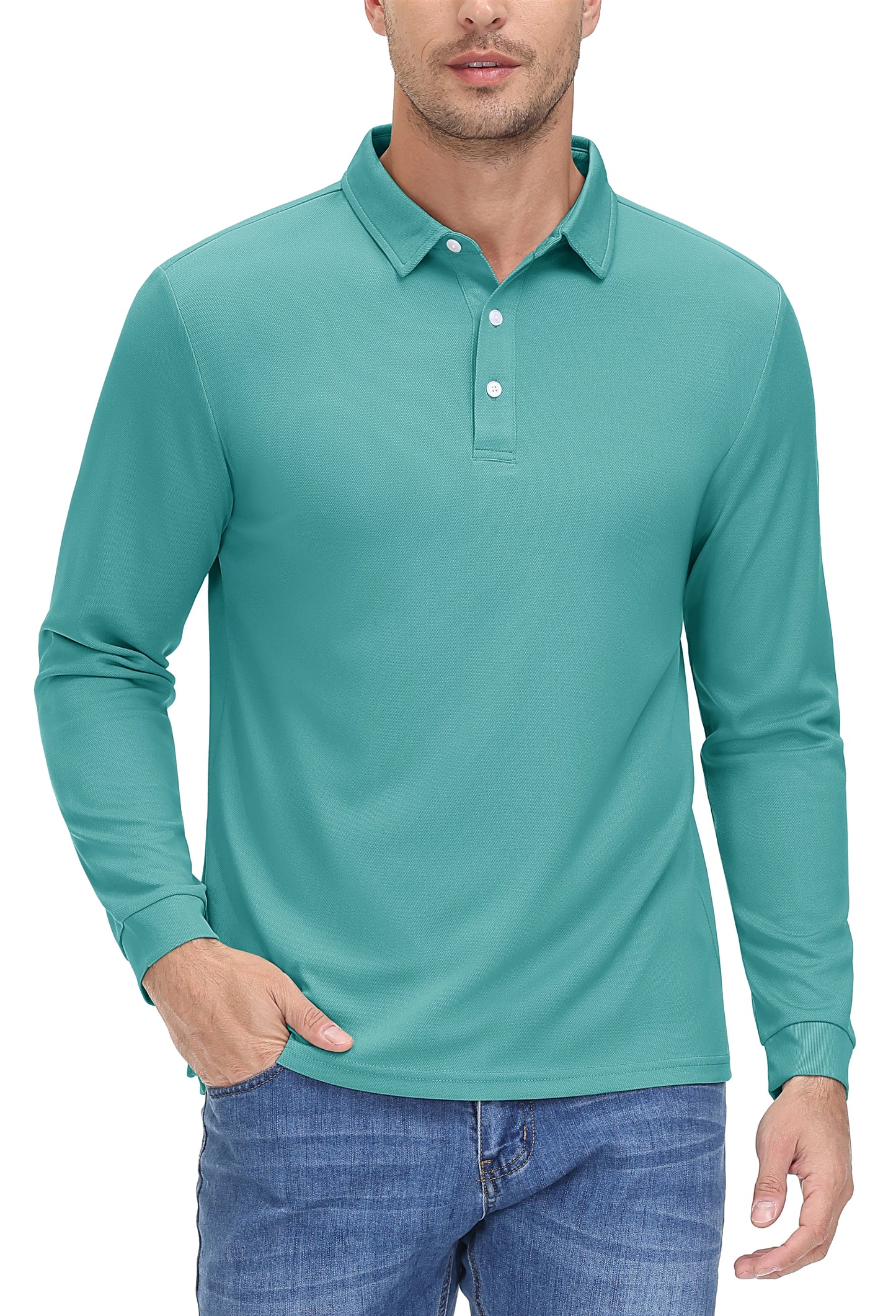 Men's Quick Dry Golf Polo Shirt Breathable Long Sleeve