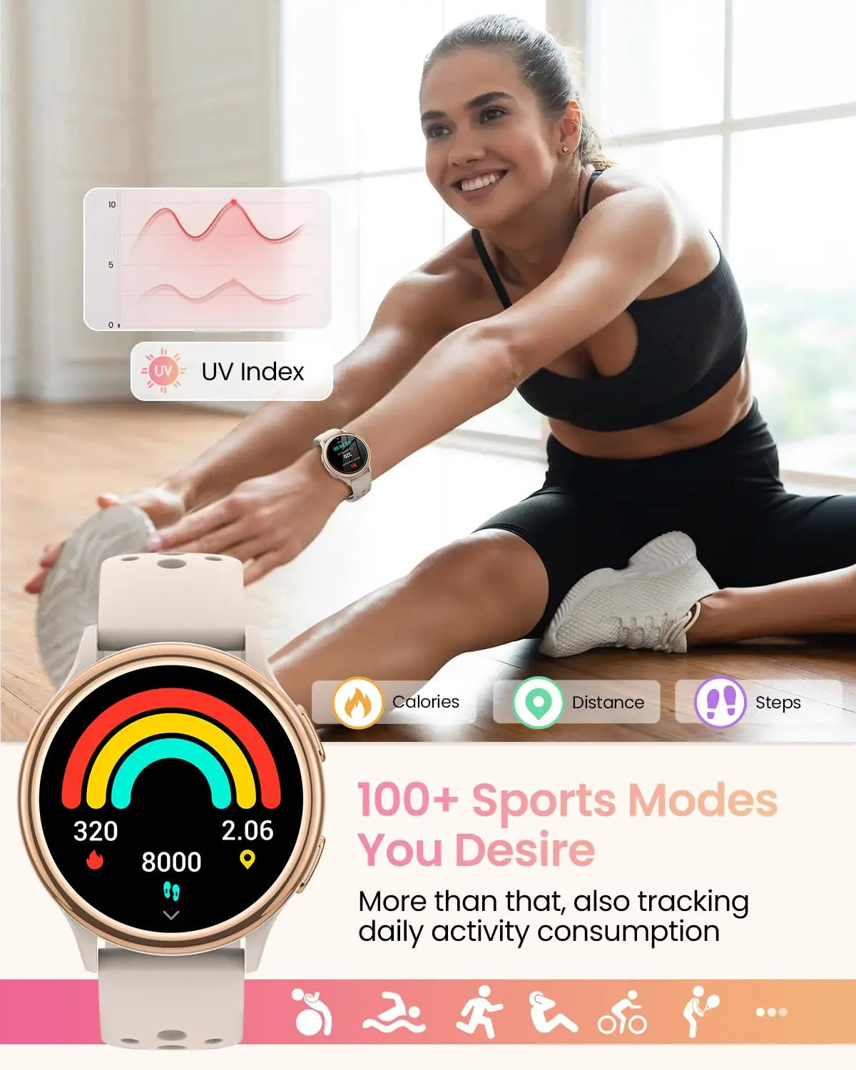 Bran Women Smartwatch Fitness Tracker for iPhone and Android