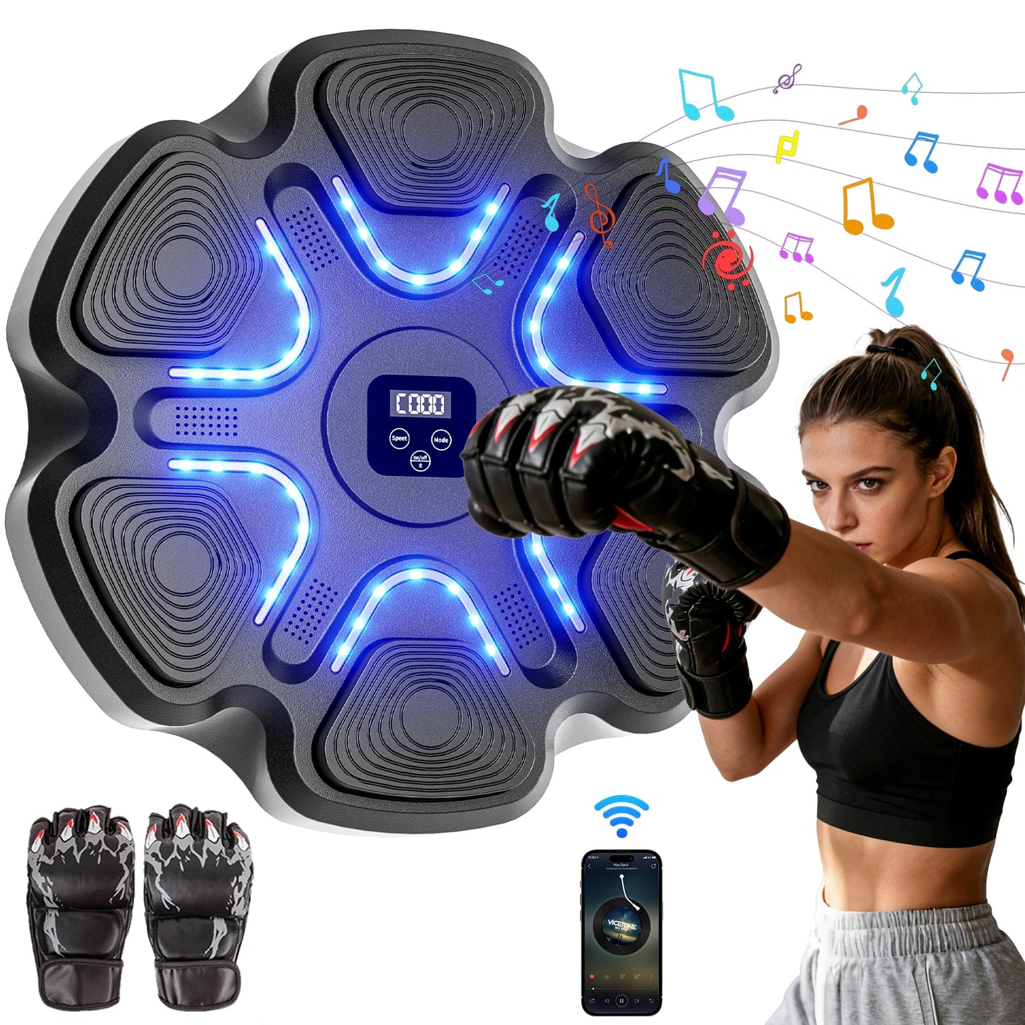 Music Boxing Machine With Smart Bluetooth Training Gloves For Home