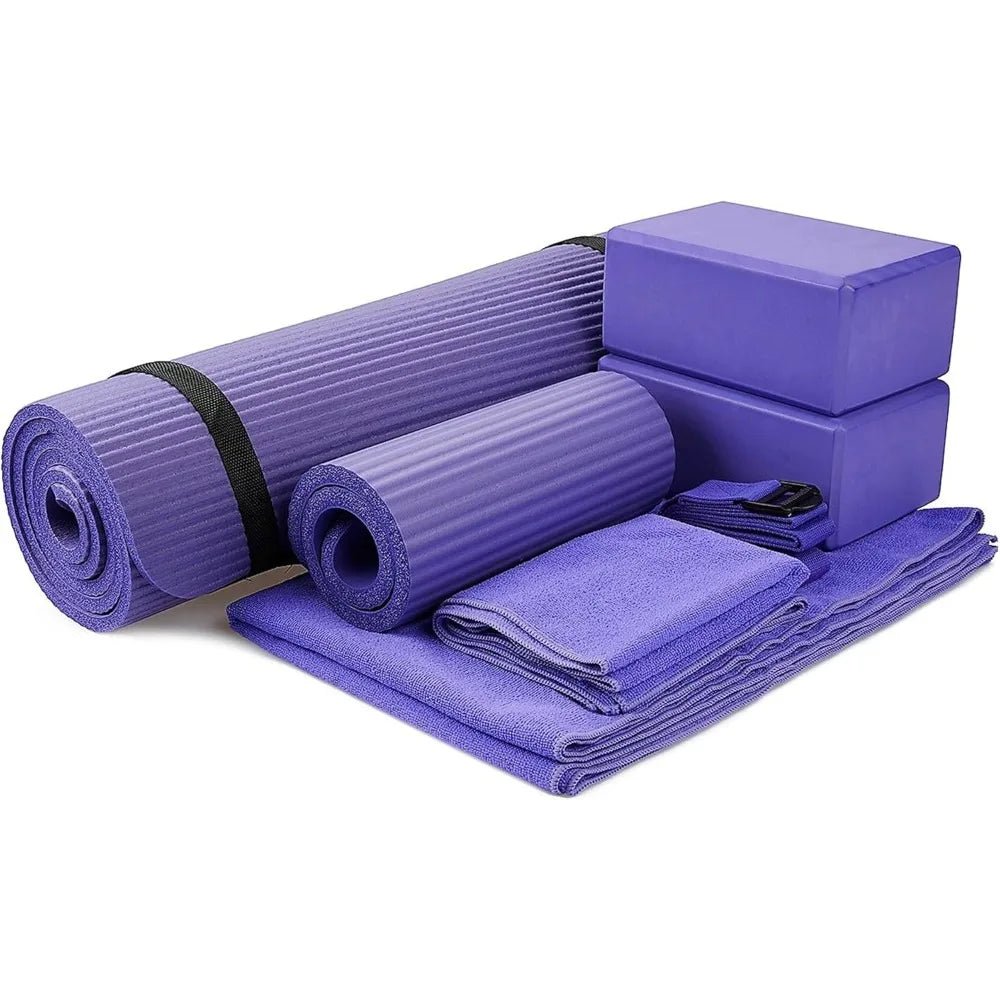 BalanceFrom 7-Piece Yoga Set with 71x24x0.5 Inches Extra Thick Mat and Carrying Sling – Includes 2 Blocks