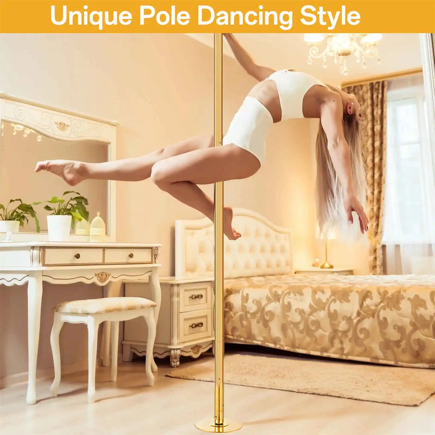 45mm Adjustable Dance Pole With Spinning And Static Modes Heavy Duty