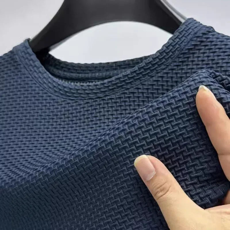 Men's Round Neck Short Sleeve T-Shirt Breathable Wrinkle Resistant Top