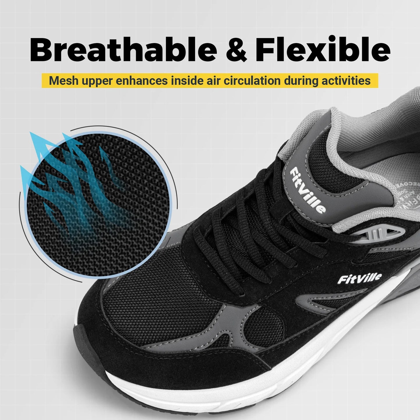 Fitville Men Walking Shoes With Arch Support For Flat Feet