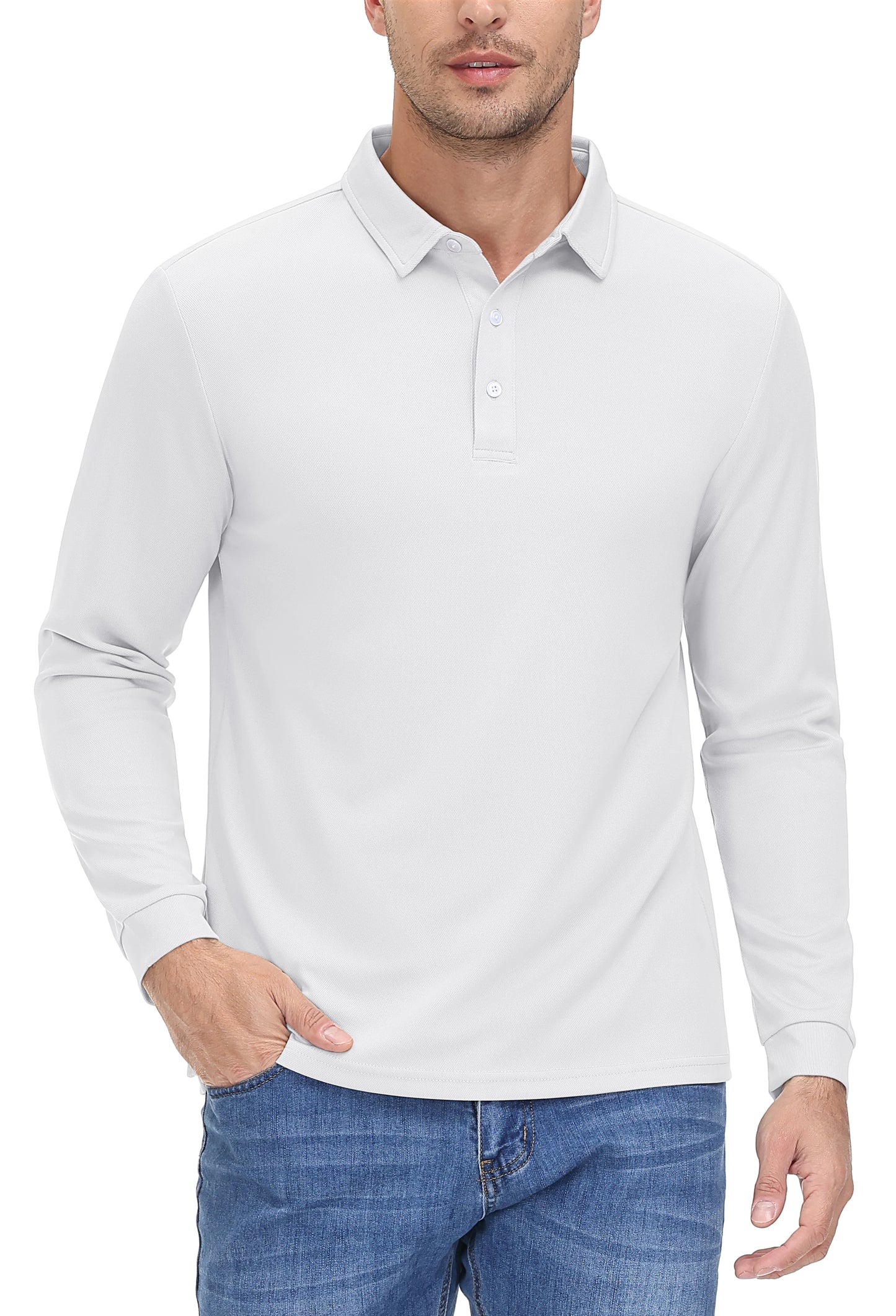Men's Quick Dry Golf Polo Shirt Breathable Long Sleeve