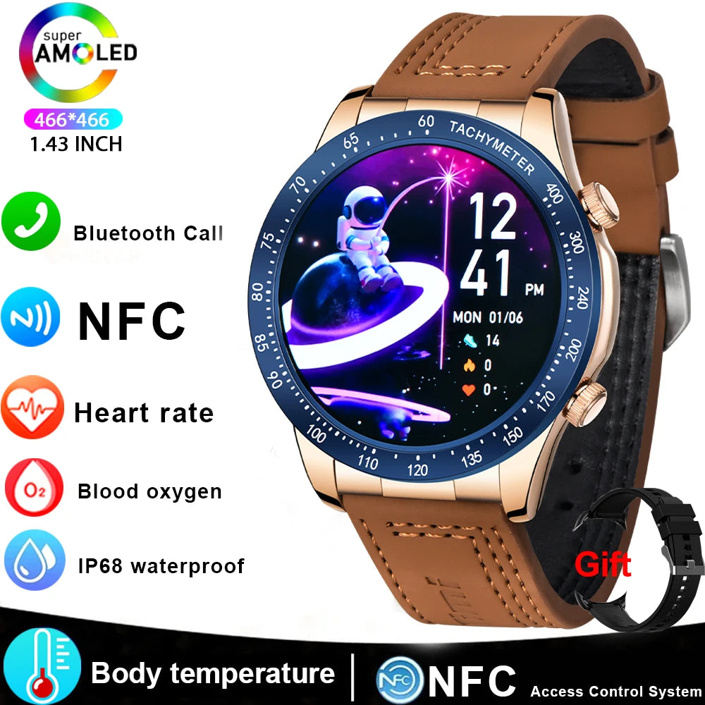 Smart Watch Men AMOLED Bluetooth Fitness Tracker With Heart Rate
