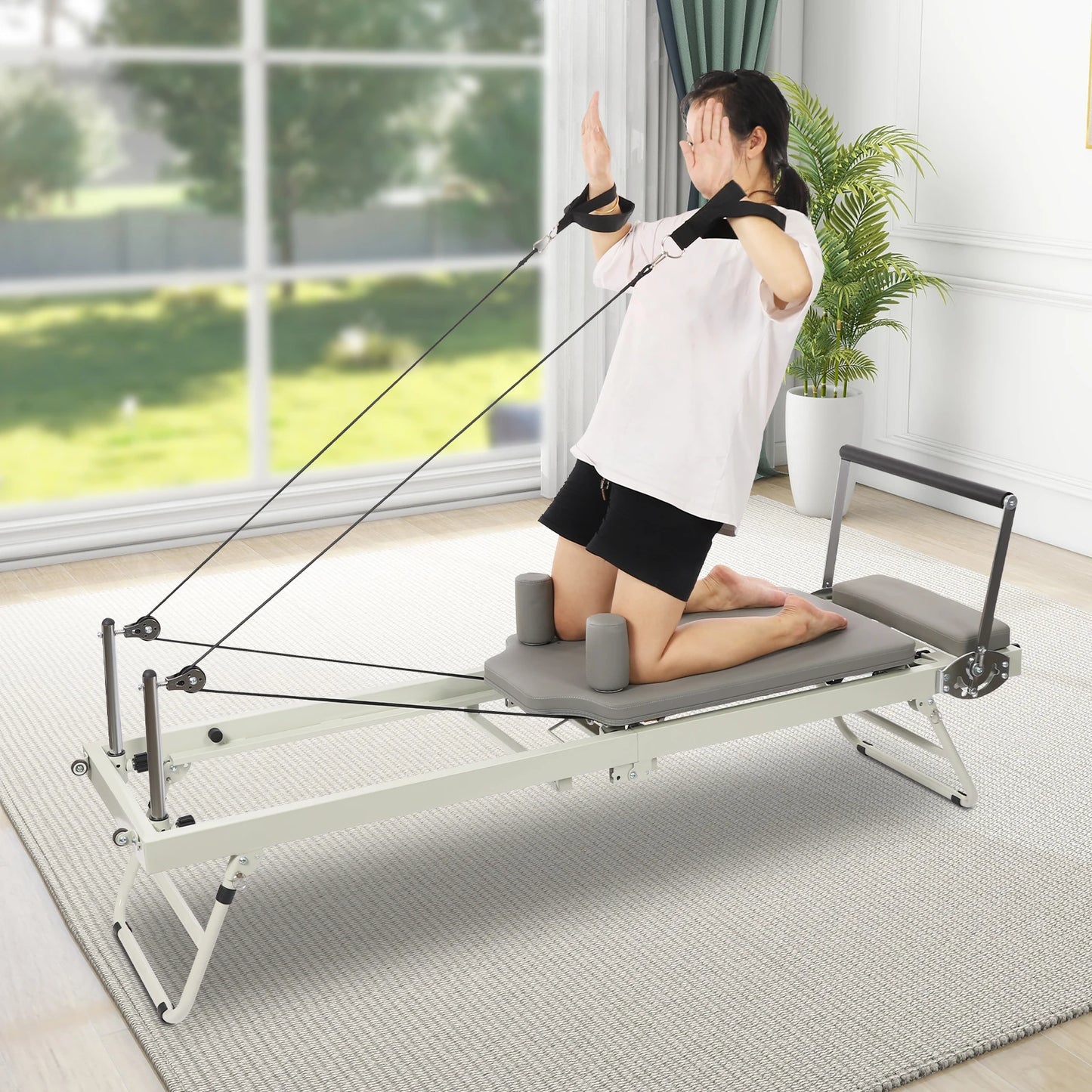 Foldable Pilates Reformer Machine for Home Gym and Yoga Fitness