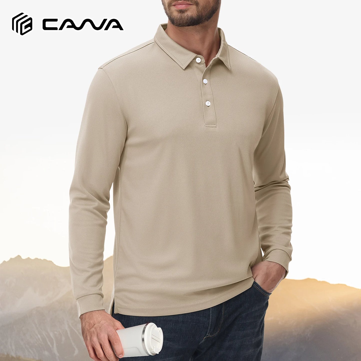 Men's Quick Dry Golf Polo Shirt Breathable Long Sleeve