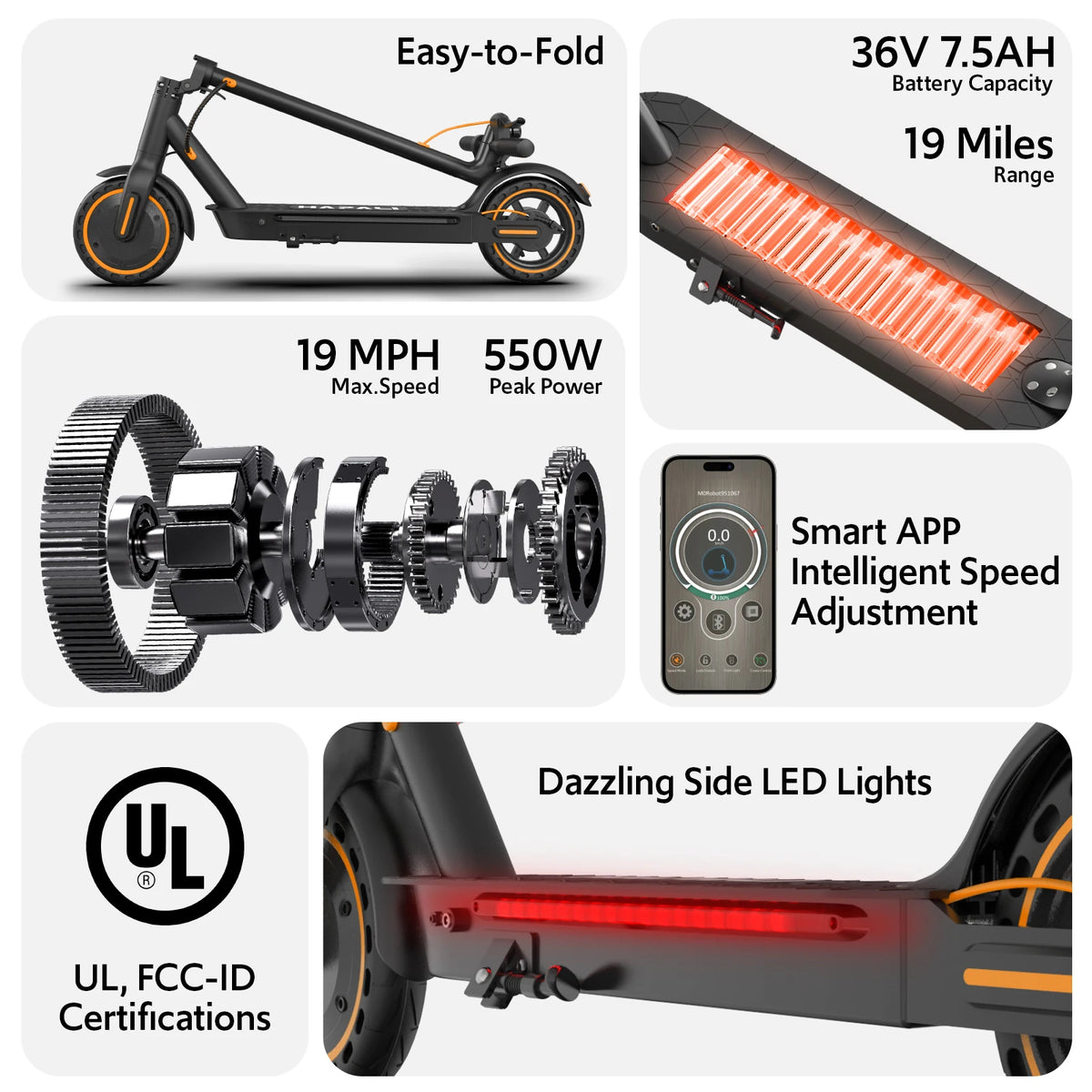 Osboo 550W Electric Scooter With App Control And Folding Design