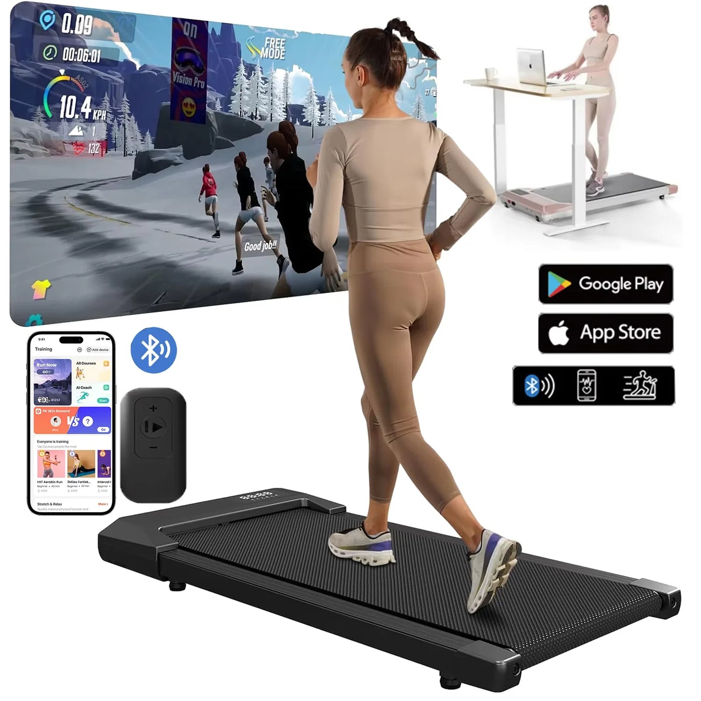 Superun 2-in-1 Home Treadmill 2.5HP 300lb Capacity